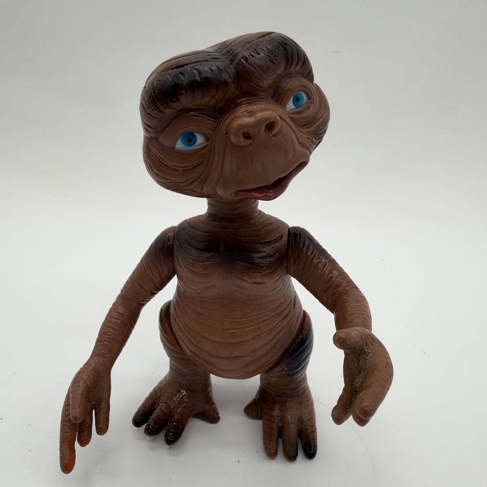 RARE VINTAGE E.T. ALIEN POSEABLE ARTICULATED SOFUBI STYLE FIGURINE 1980s RETR0